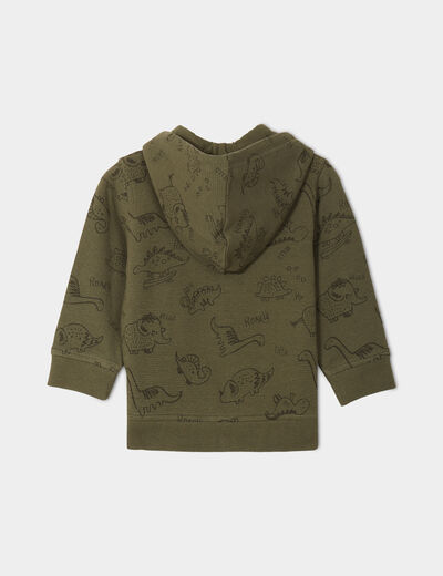 Sweat zippé à capuche coton vert kaki bébé garçon