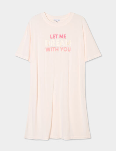 Chemise de nuit manches courtes vieux rose femme