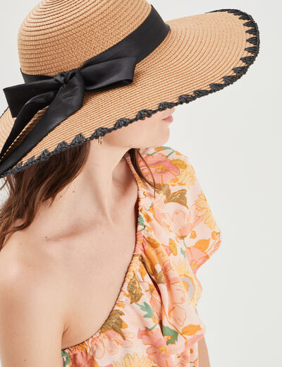 Capeline avec noeud marron femme