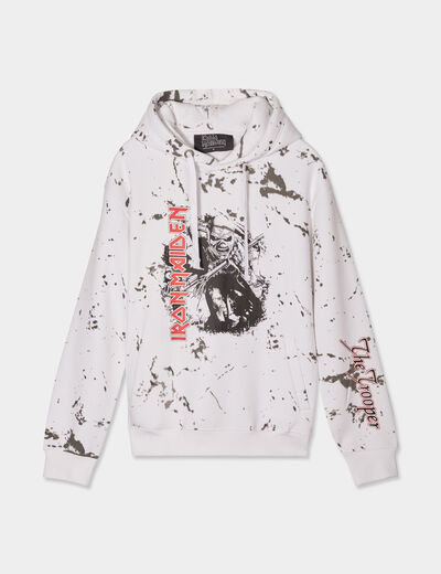 Sweat à capuche hoodie Iron Maiden blanc homme