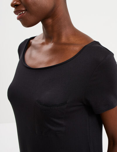 Chemise de nuit manches courtes noir femme