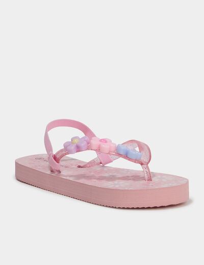 Tongs d&eacute;tails fantaisie rose fille