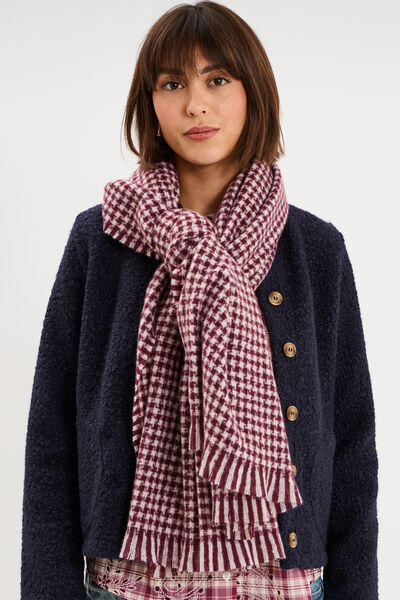 &Eacute;charpe &agrave; franges fines bordeaux femme