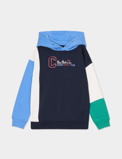 Sweat à capuche hoodie oversize Creeks bleu marine garçon