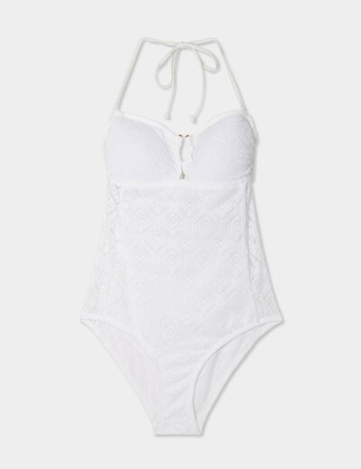 Maillot de bain une pièce bandeau blanc femme