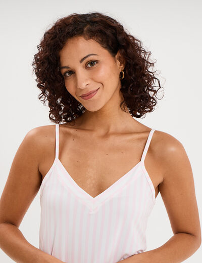 Ensemble pyjama short et d&eacute;bardeur ecru femme