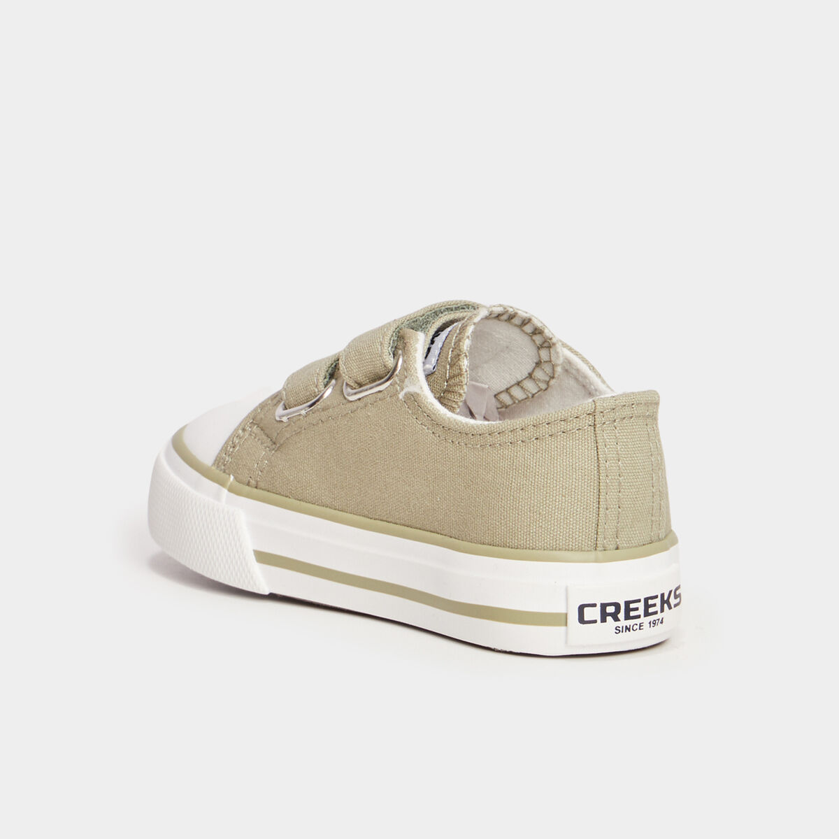 Tennis &agrave; scratchs en toile bout renforc&eacute; vert olive b&eacute;b&eacute; gar&ccedil;on