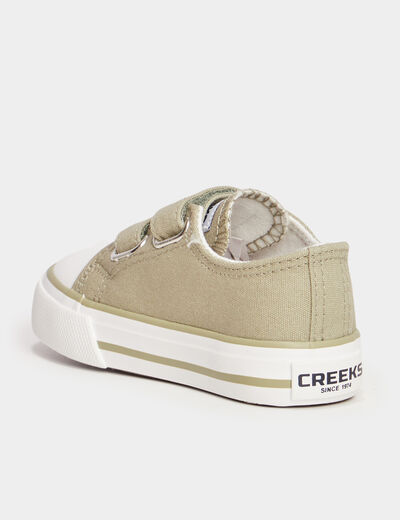 Tennis &agrave; scratchs en toile bout renforc&eacute; vert olive b&eacute;b&eacute; gar&ccedil;on