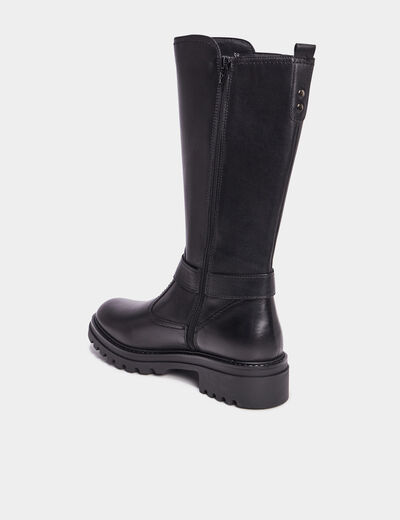 Bottes brides en cuir noir fille