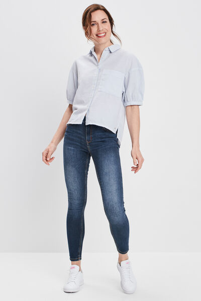 Chemise manches 3/4 blanc femme