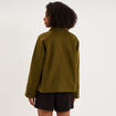 Veste courte oversize boutonn&eacute;e vert kaki femme