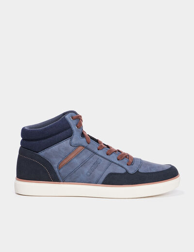 Baskets montantes à lacets bleu homme