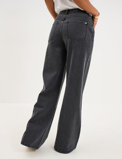 Jeans extra wide leg taille haute denim noir femme