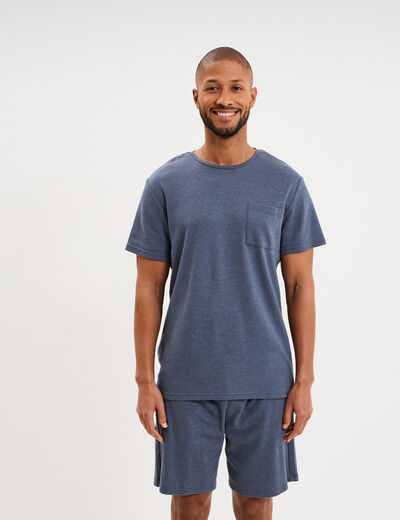 Ensemble pyjama short et t-shirt bleu gris homme
