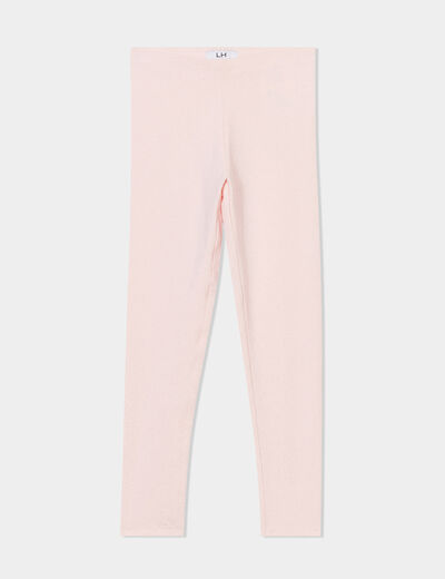 Legging long élastiqué coton rose clair fille