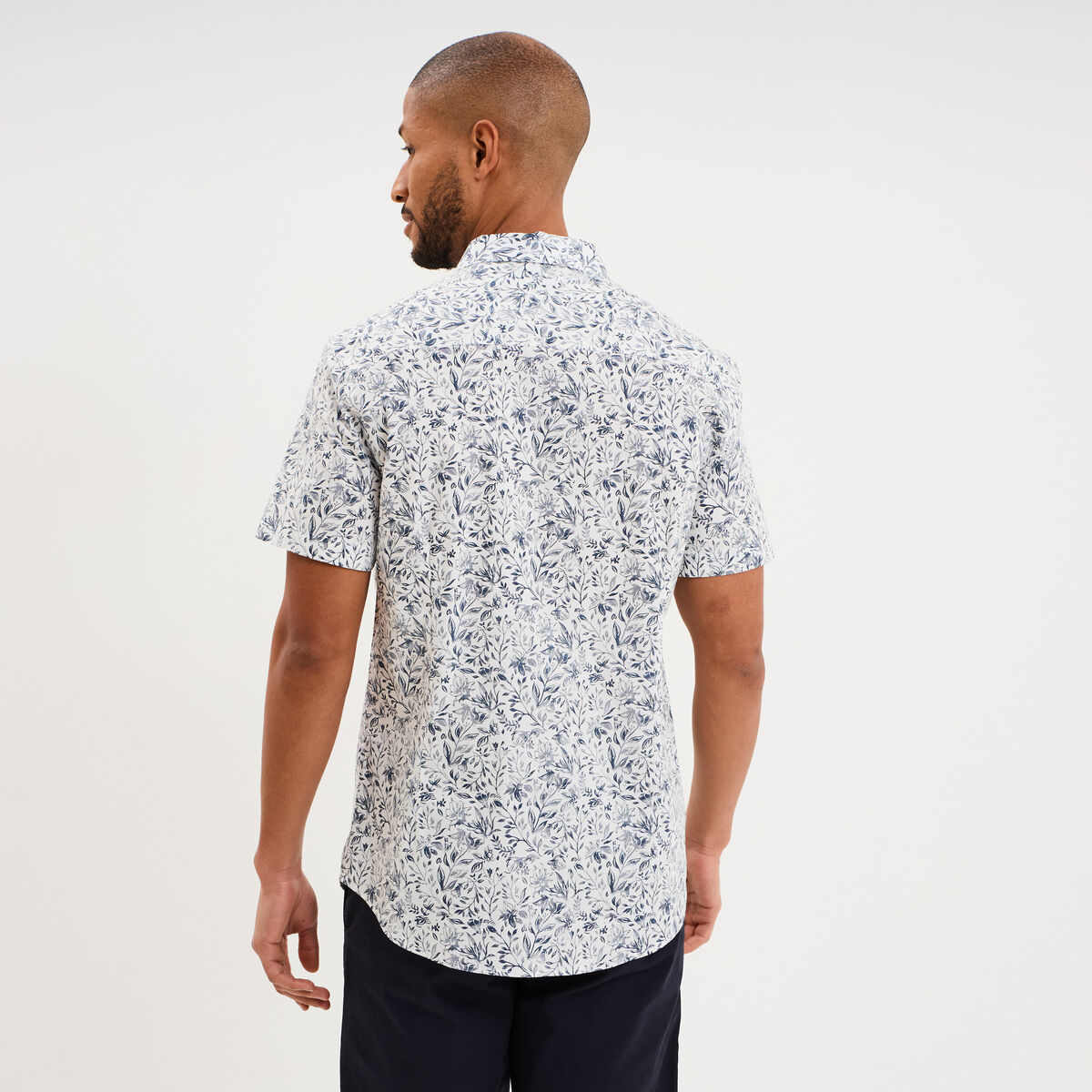 Chemise manches courtes coton bleu homme
