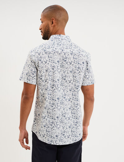 Chemise manches courtes coton bleu homme