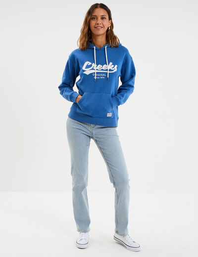 Sweat &agrave; capuche hoodie bleu electrique femme