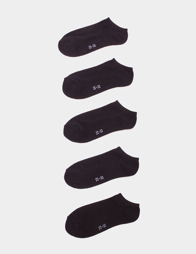 Lot 5 paires chaussettes invisibles noir mixte