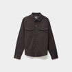 Surchemise droite m&eacute;lange coton stretch marron fonc&eacute; homme