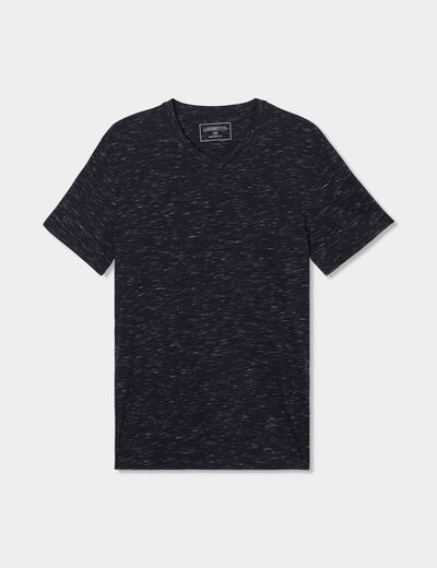 T-shirt droit col en V Liberto noir homme