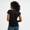 T-shirt col en V dentelle épaules et dos noir femme