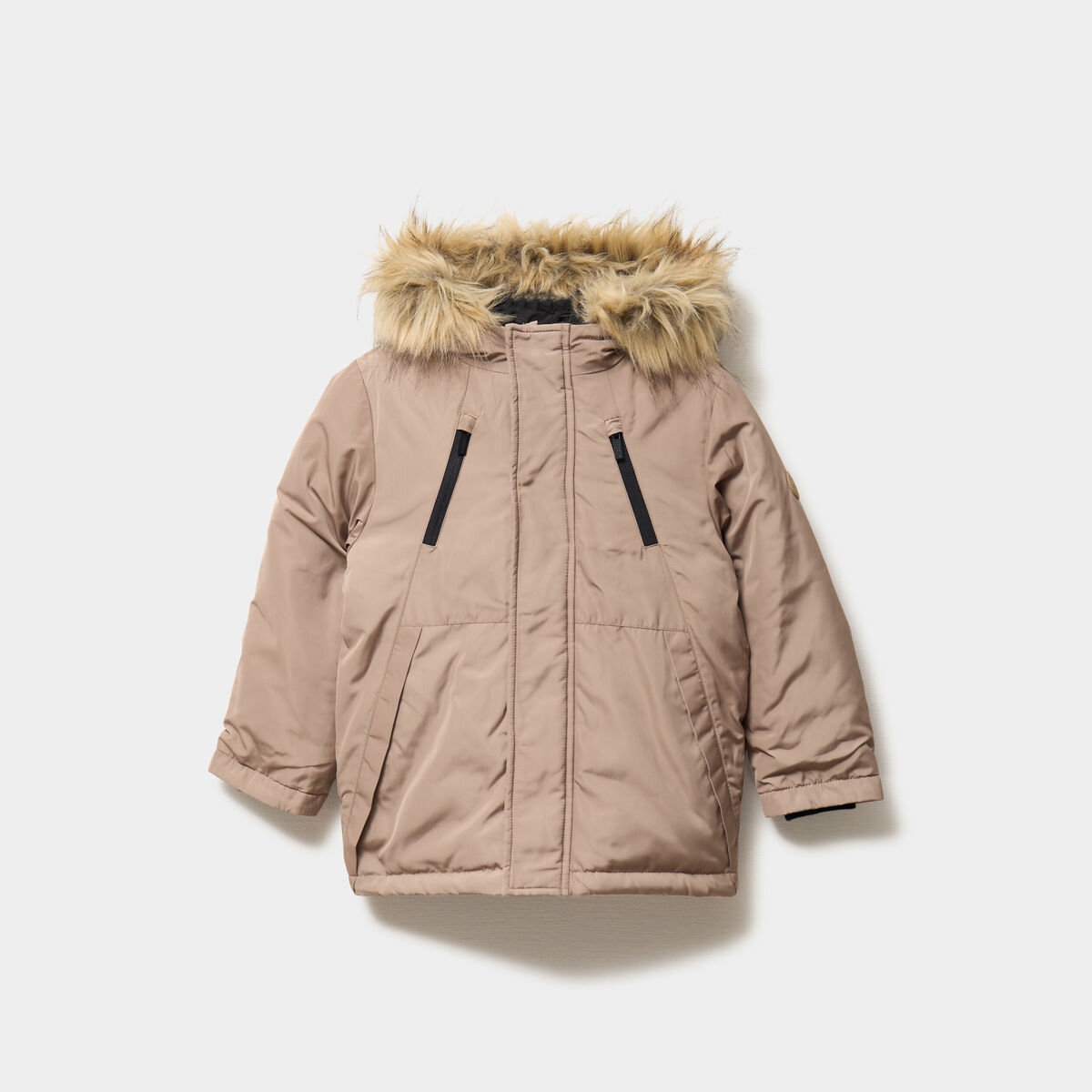 Parka &agrave; capuche fausse fourrure camel gar&ccedil;on