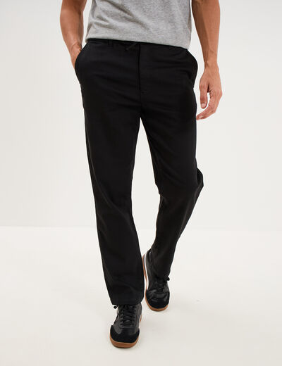 Pantalon chino droit confort noir homme