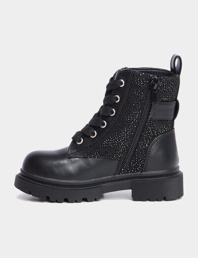 Bottines à lacets avec boucles noir fille