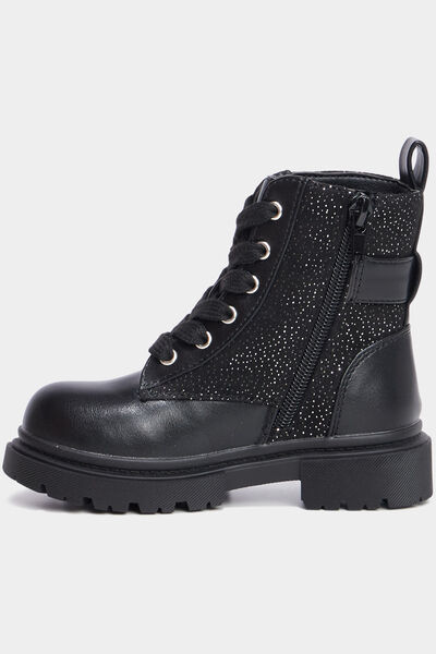 Bottines &agrave; lacets avec boucles noir fille