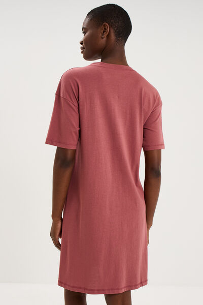 Chemise de nuit courte coton rose framboise femme
