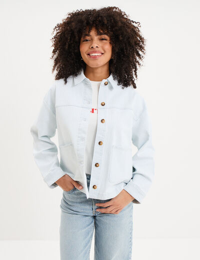 Surchemise 2 poches coton blanc femme