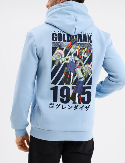 Sweat hoodie 1 poche Goldorak bleu homme