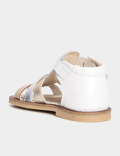Sandales avec brides en cuir blanc bébé fille