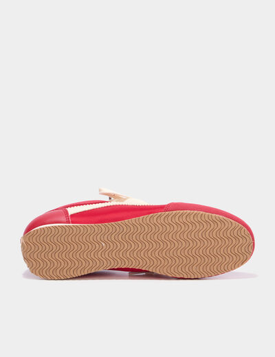 Baskets &agrave; lacets doubles semelle fine rouge femme