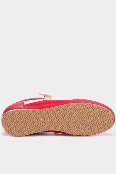 Baskets &agrave; lacets doubles semelle fine rouge femme