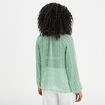 Blouse col froncé à cordons et volants vert femme