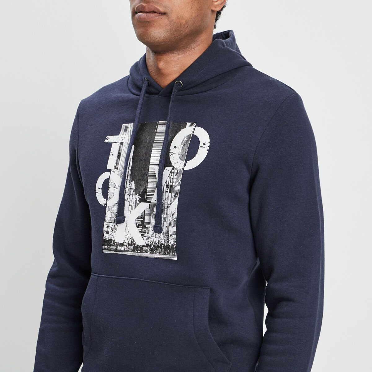 Sweat à capuche hoodie bleu marine homme