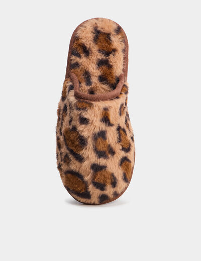 Chaussons mules fausse fourrure noir femme