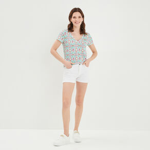 short skinny 5 poches en jean blanc femme Short skinny 5 poches en jean blanc femme