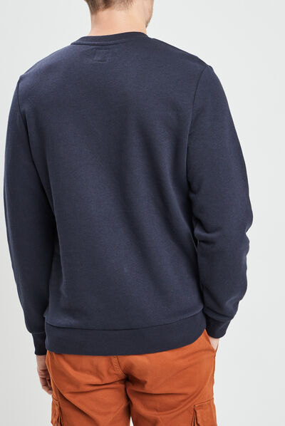 Sweat avec col rond bleu marine homme