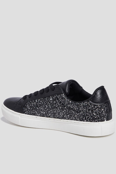 Tennis pailletées à lacets Mosquitos noir femme