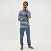 Ensemble pyjama pantalon t-shirt coton bleu fonc&eacute; homme