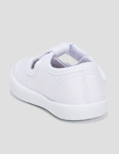 Salom&eacute; en toile avec semelle souple blanc b&eacute;b&eacute; fille
