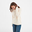 Pull col roulé droit manches longues creme femme