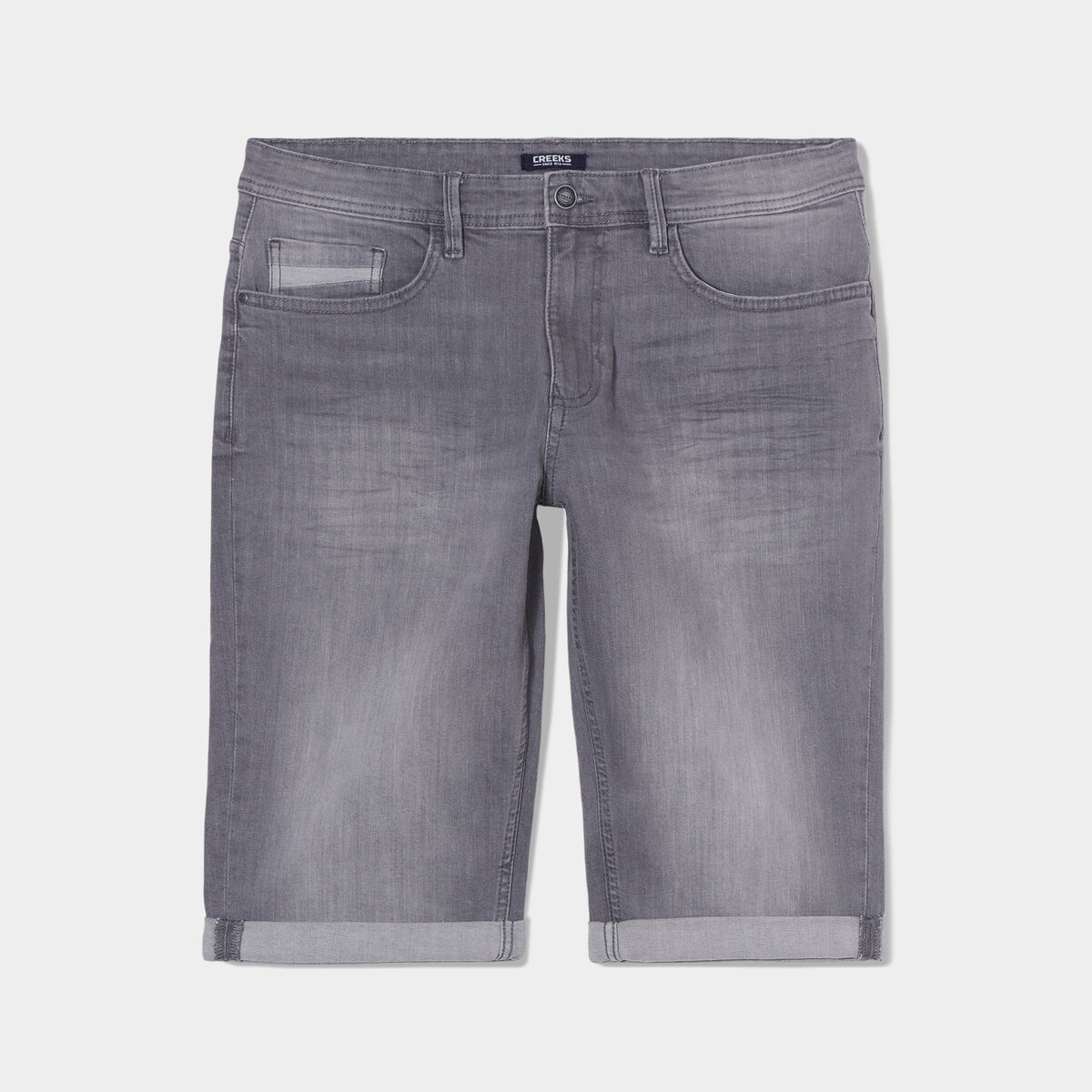 Bermuda regular en jean denim gris homme