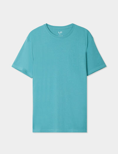 T-shirt en coton manches courtes bleu pétrole homme