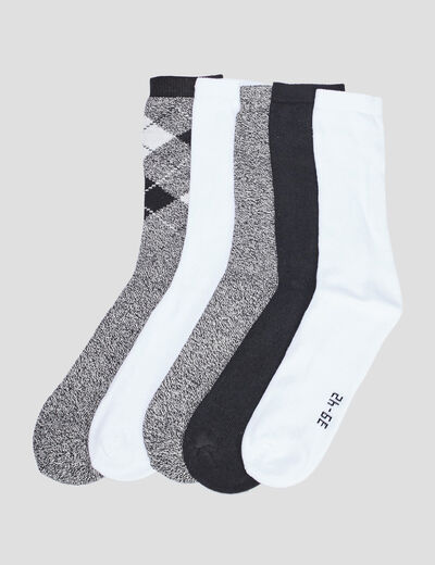 Lot 5 paires chaussettes gris homme