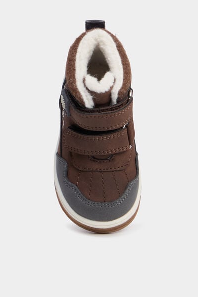 Bottines fourr&eacute;es bout rond Trappeur marron b&eacute;b&eacute; gar&ccedil;on