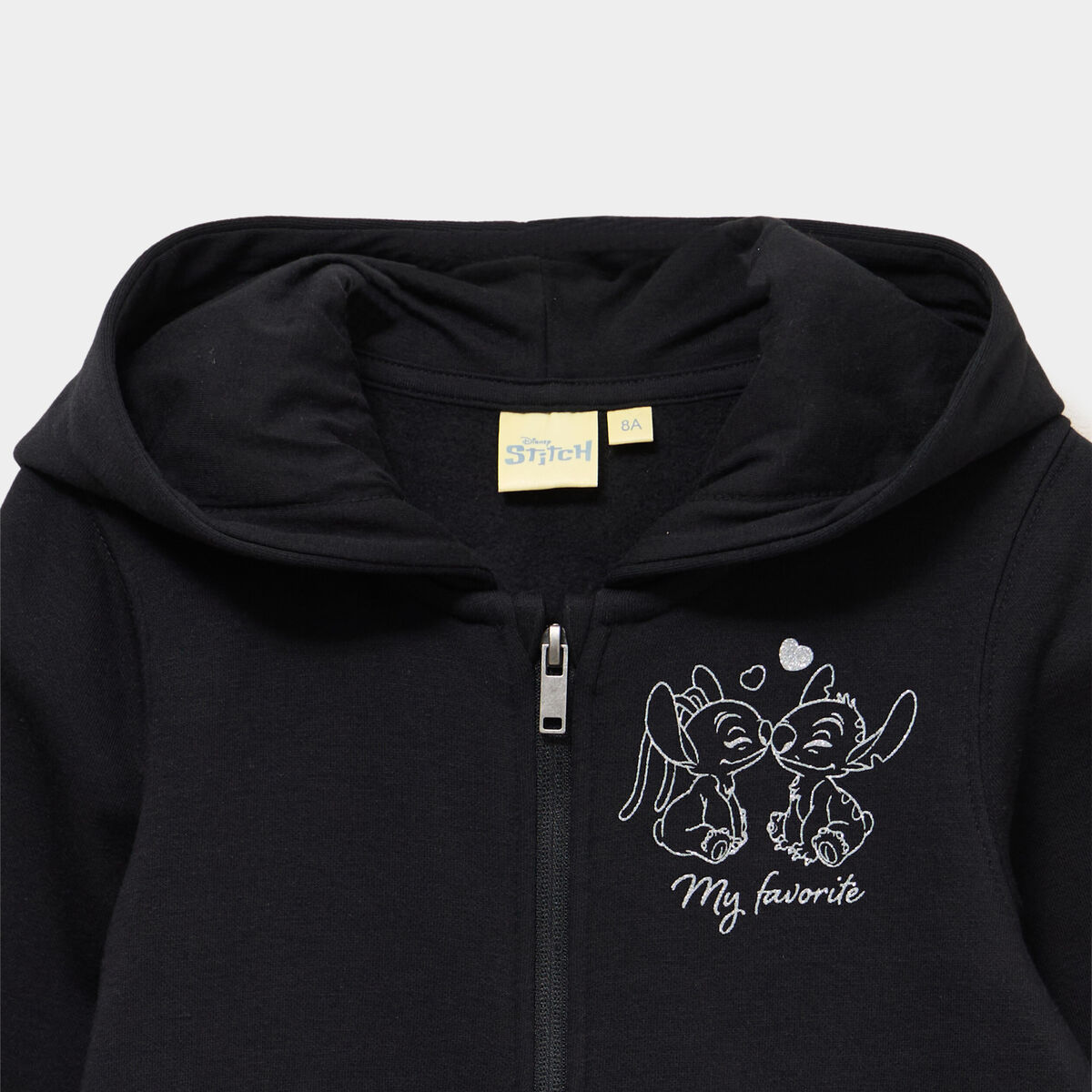 Sweat zipp&eacute; &agrave; capuche Stitch noir fille